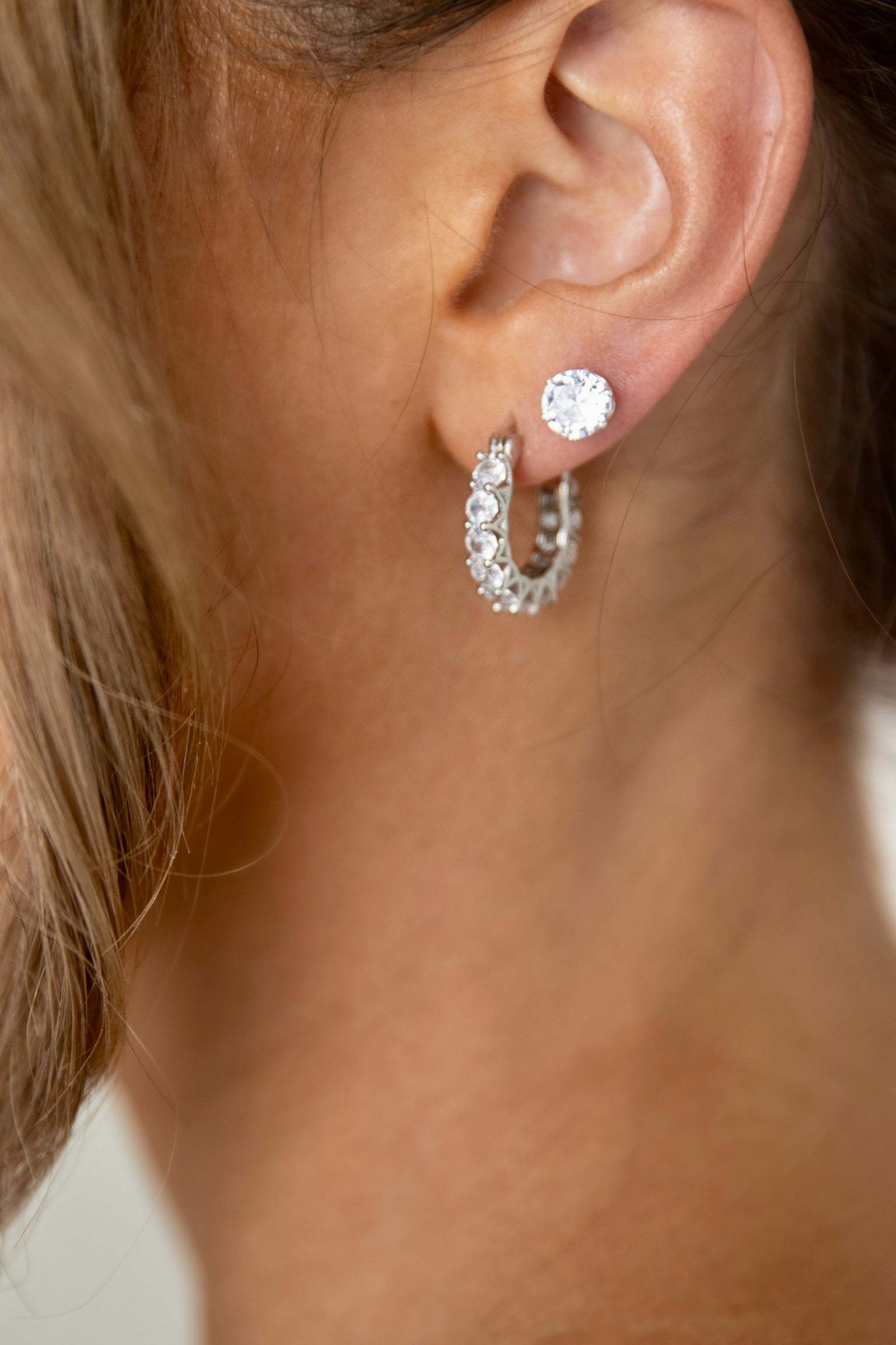 Bella Silver Diamond Hoop