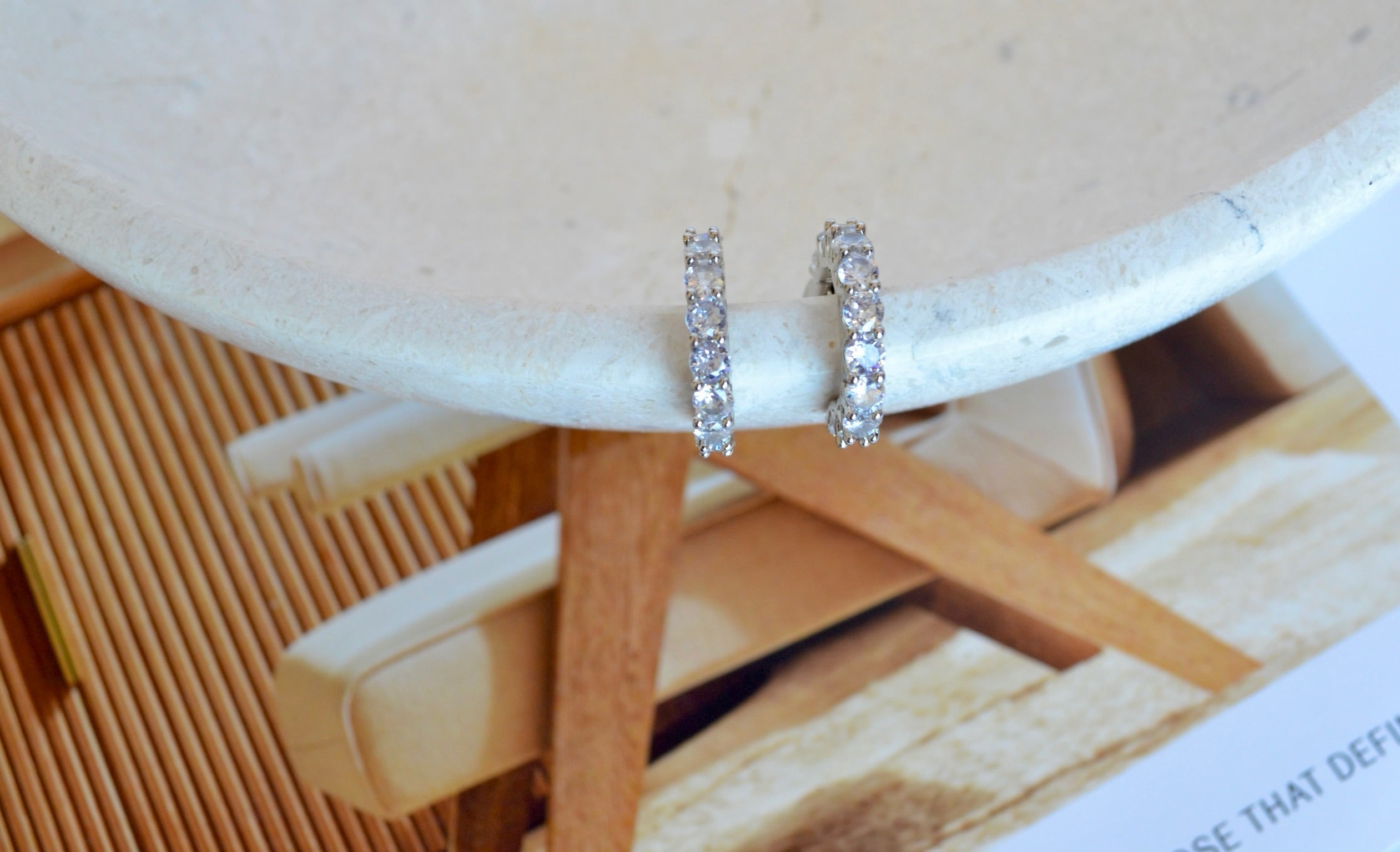 Bella Silver Diamond Hoop