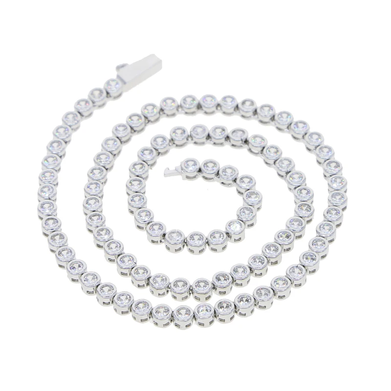 Bezel diamond tennis necklace