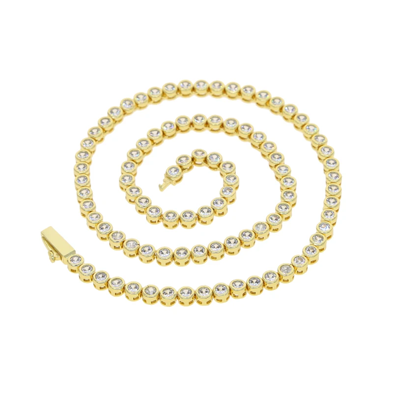 Bezel diamond tennis necklace