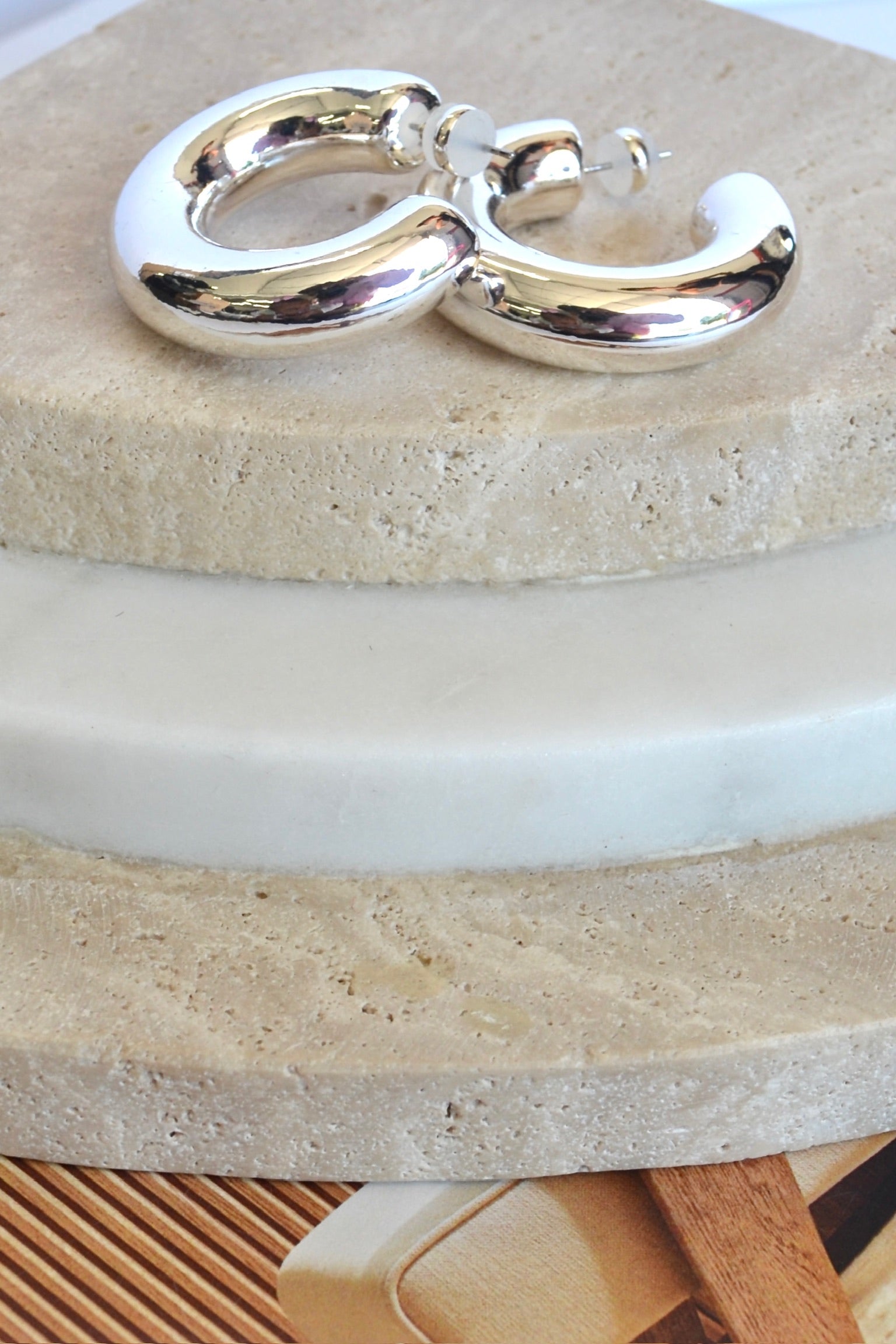 Chunky Silver Hoop