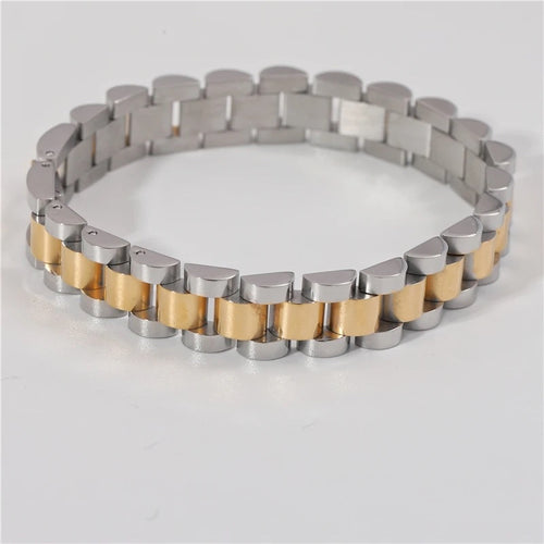 Timepiece Bracelet Silver Gold Combo