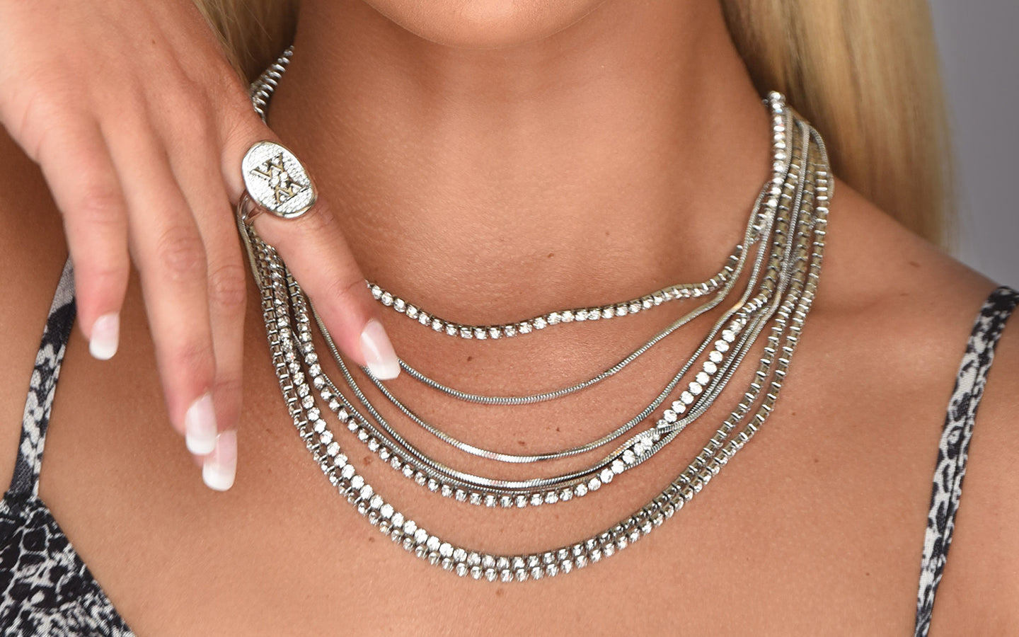 gemma layered necklace | silver